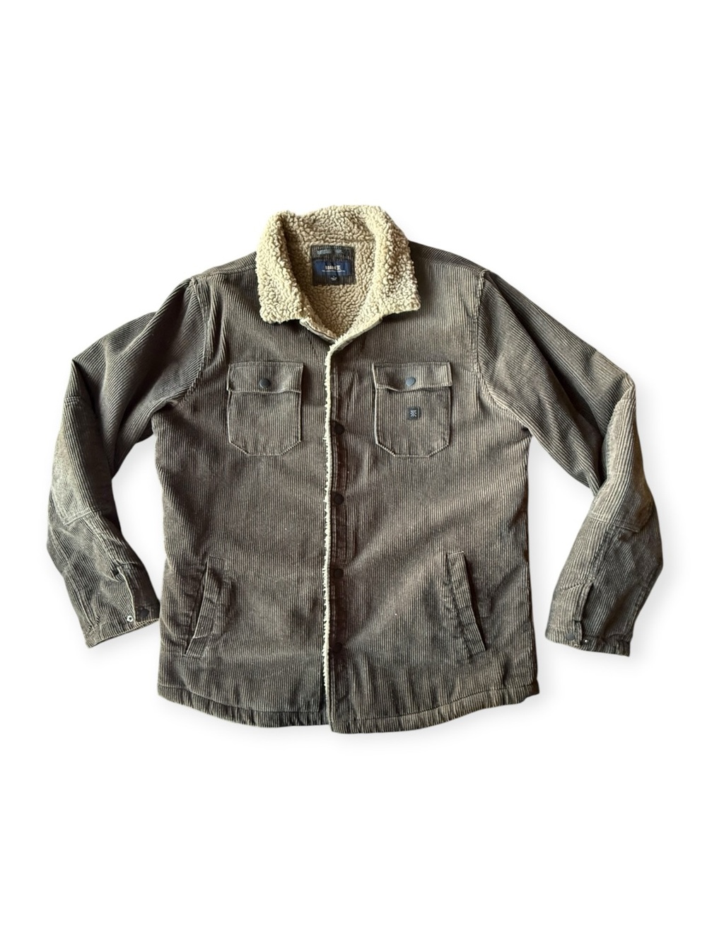 Roark Brown Corduroy Shirt Jacket, Men’s Large Sherpa Lined